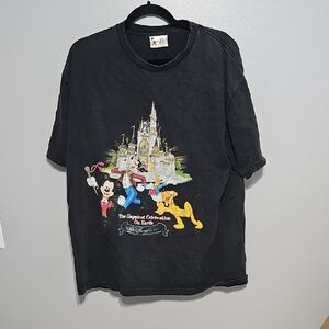Disney World Black T-Shirt with Colorful Characters XL